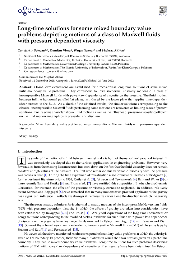 (PDF) Long-time solutions for some mixed boundary value problems ...