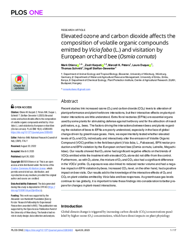 (PDF) Elevated ozone and carbon dioxide affects the composition of ...