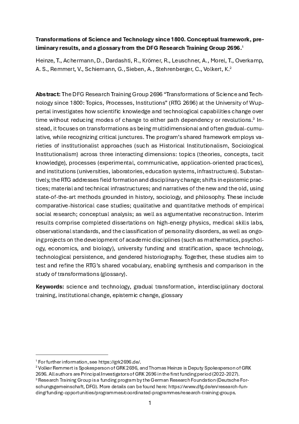 (PDF) Transformations of Science and Technology since 1800. Conceptual ...