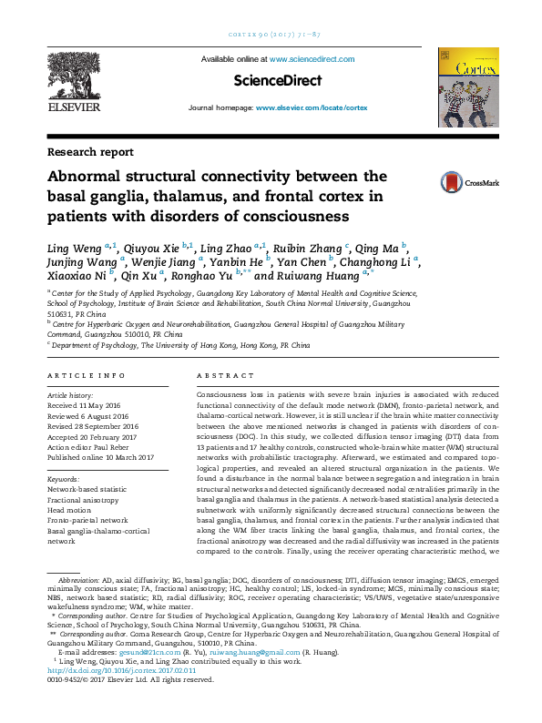 (PDF) Abnormal structural connectivity between the basal ganglia ...