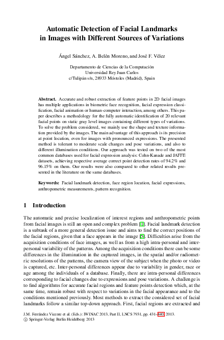 (PDF) Automatic Detection of Facial Landmarks in Images with Different ...