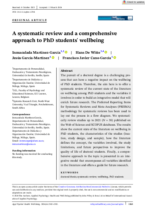 (PDF) A systematic review and a comprehensive approach to PhD students ...