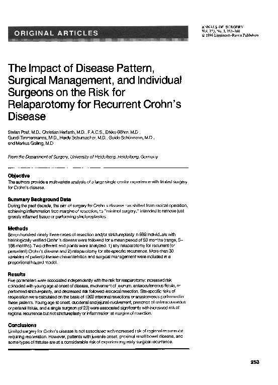 (PDF) The Impact of Disease Pattern, Surgical Management, and ...