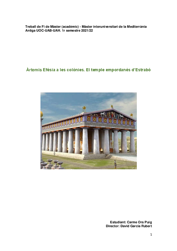 (PDF) Àrtemis Efèsia a les colònies. El temple empordanès d'Estrabó