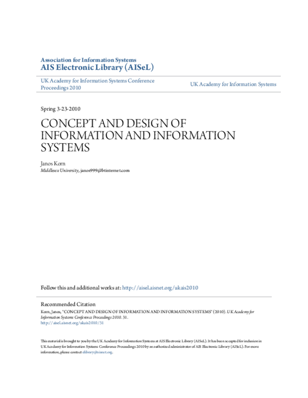 (PDF) Concept and Design of Information and Information Systems