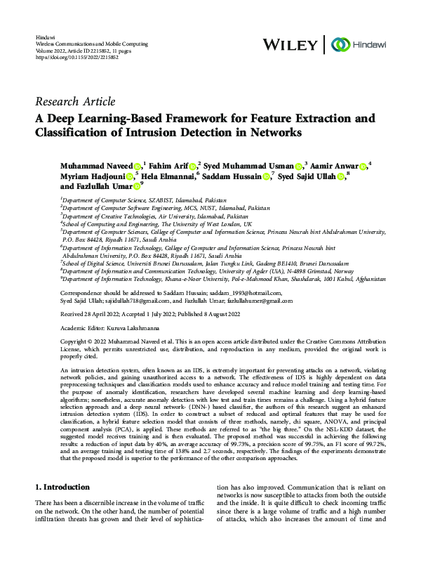 (PDF) A Deep Learning-Based Framework for Feature Extraction and ...