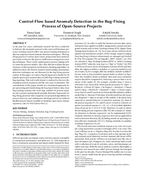(PDF) Control-Flow based Anomaly Detection in the Bug-Fixing Process of ...