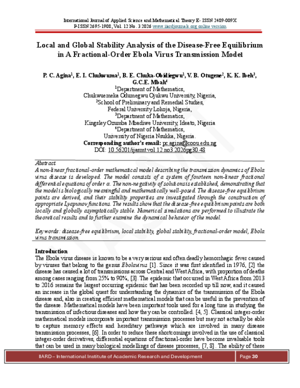 (PDF) Local and Global Stability Analysis of the Disease-Free ...