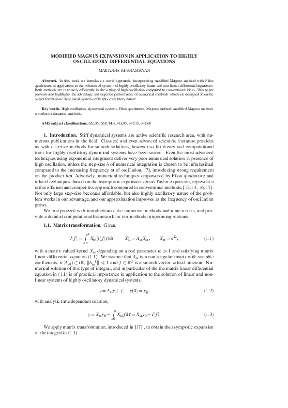 (PDF) Modified Magnus Expansion in Application to Highly Oscillatory ...