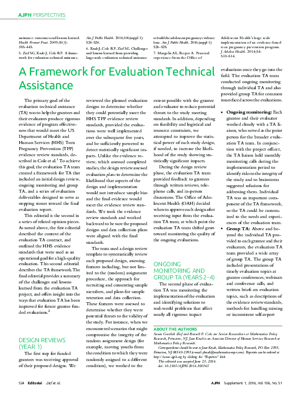 (PDF) A Framework for Evaluation Technical Assistance