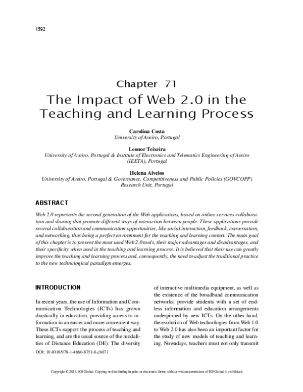 (PDF) The Impact of Web 2.0 in the Teaching and Learning Process