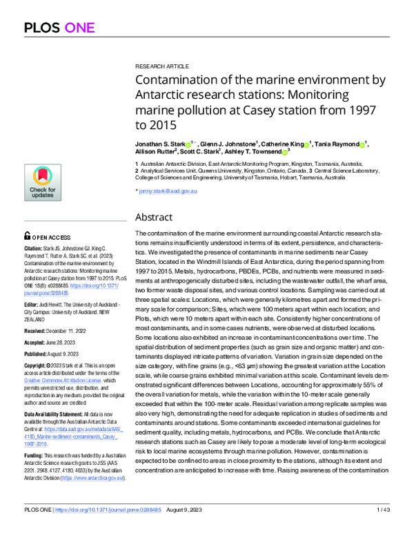 (PDF) Contamination of the marine environment by Antarctic research ...