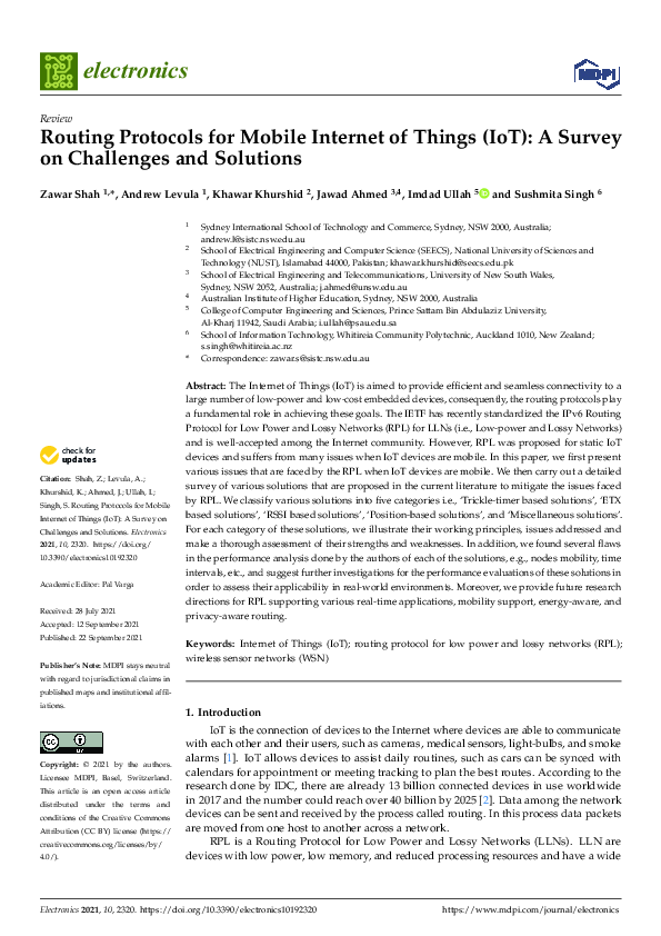 (PDF) Routing Protocols for Mobile Internet of Things (IoT): A Survey ...