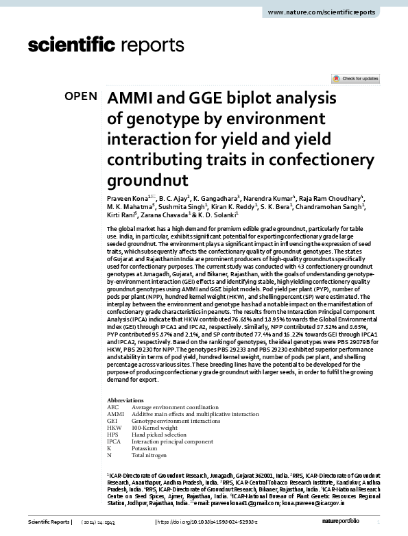 (PDF) AMMI and GGE biplot analysis of genotype by environment ...