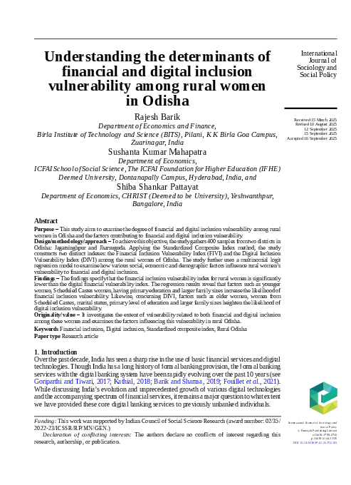 (PDF) Understanding the determinants of financial and digital inclusion ...