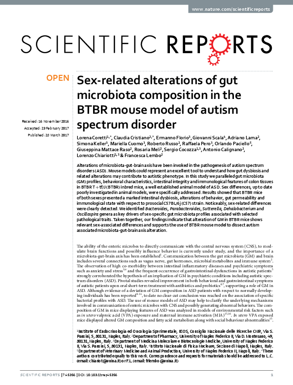 (PDF) Sex-related alterations of gut microbiota composition in the BTBR ...