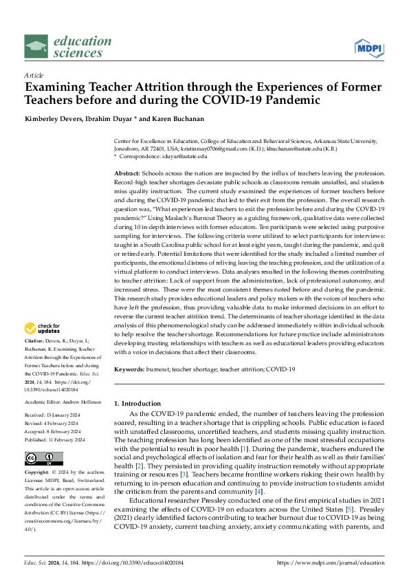 (PDF) Examining Teacher Attrition through the Experiences of Former ...