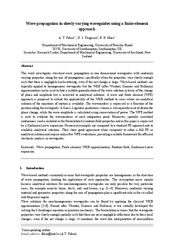 (PDF) Wave propagation in slowly varying waveguides using a finite ...