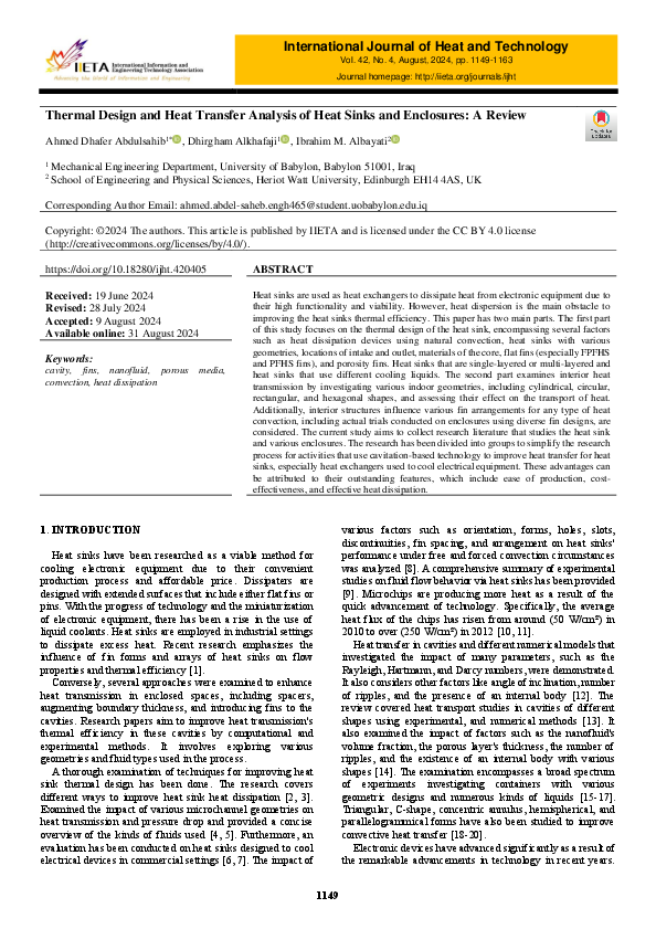 (PDF) Thermal Design and Heat Transfer Analysis of Heat Sinks and ...