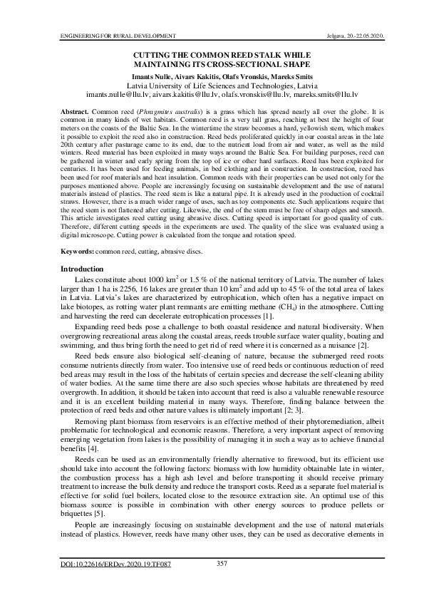 (PDF) Cutting the common reed stalk while maintaining its cross ...