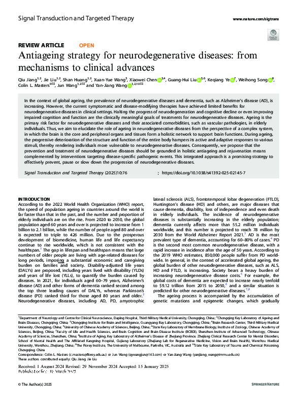 (PDF) Antiageing strategy for neurodegenerative diseases: from ...