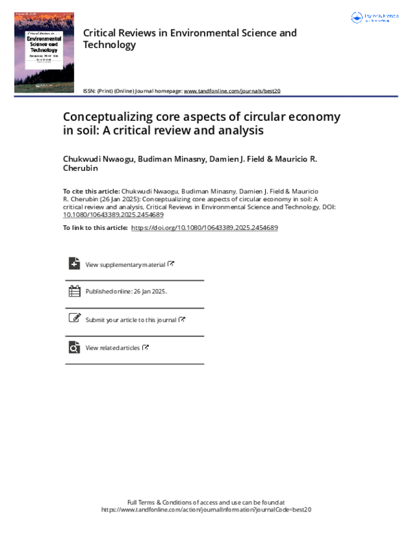 (PDF) Conceptualizing core aspects of circular economy in soil: A ...