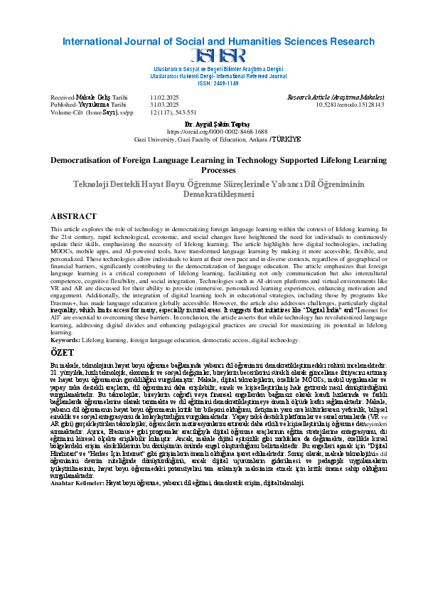 (PDF) Democratisation of Foreign Language Learning in Technology ...