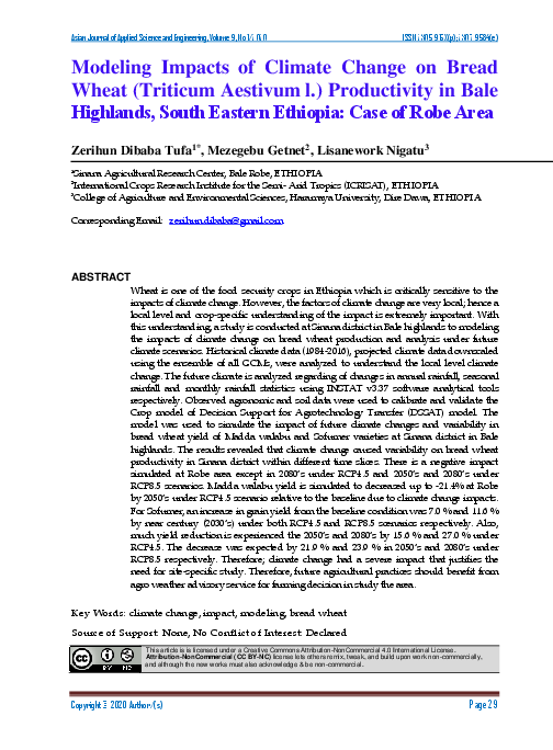 (PDF) Modeling Impacts of Climate Change on Bread Wheat (Triticum ...
