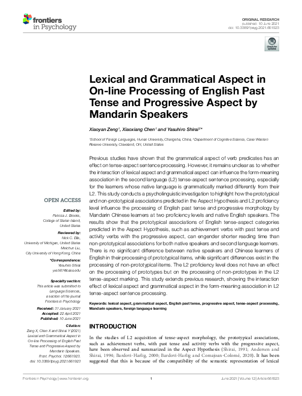(PDF) Lexical and Grammatical Aspect in On-line Processing of English ...