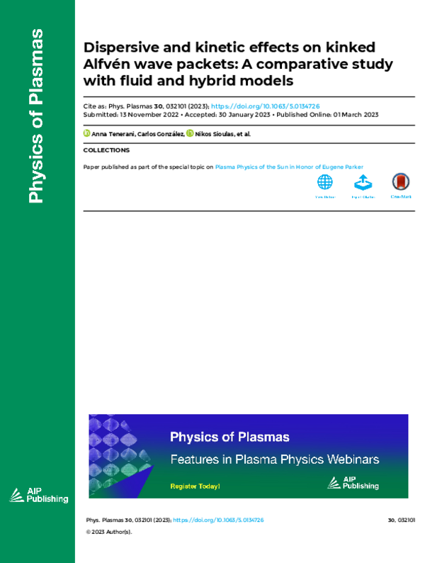 (PDF) Dispersive and kinetic effects on kinked Alfvén wave packets: A ...