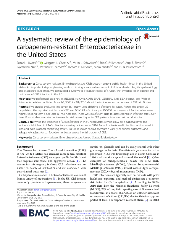 (PDF) A systematic review of the epidemiology of carbapenem-resistant ...