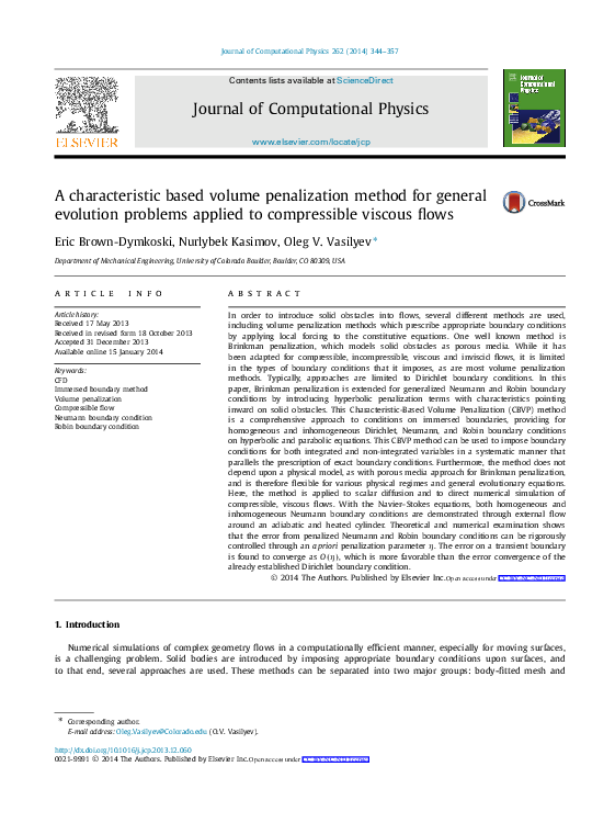 (PDF) A characteristic based volume penalization method for general ...