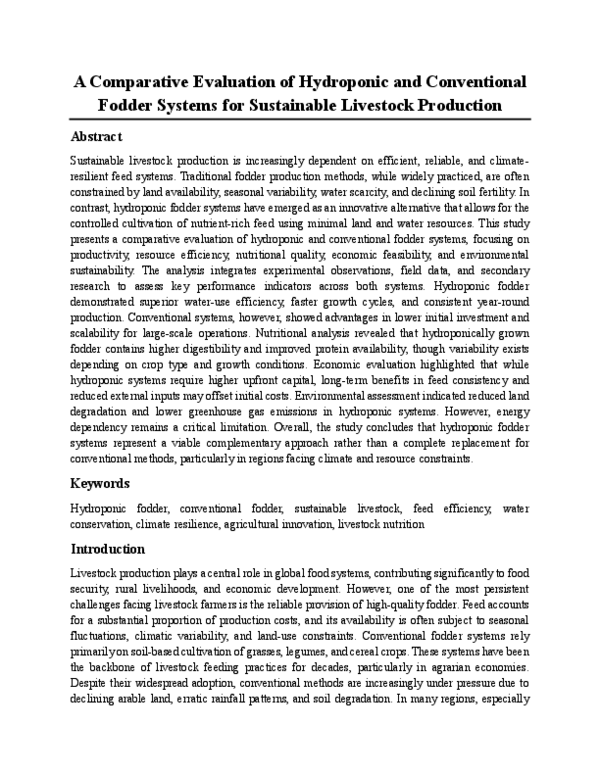 (PDF) A Comparative Evaluation of Hydroponic and Conventional Fodder ...