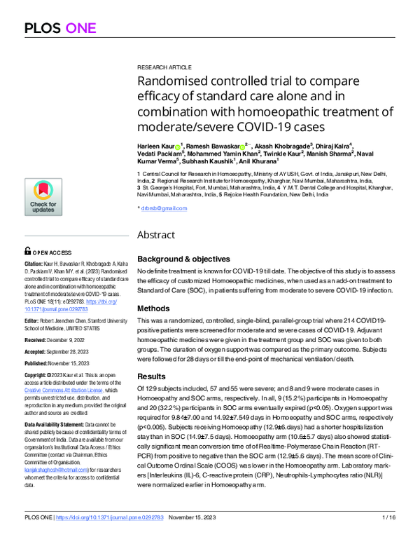 (PDF) Randomised controlled trial to compare efficacy of standard care ...