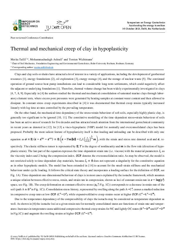 (PDF) Thermal and mechanical creep of clay in hypoplasticity