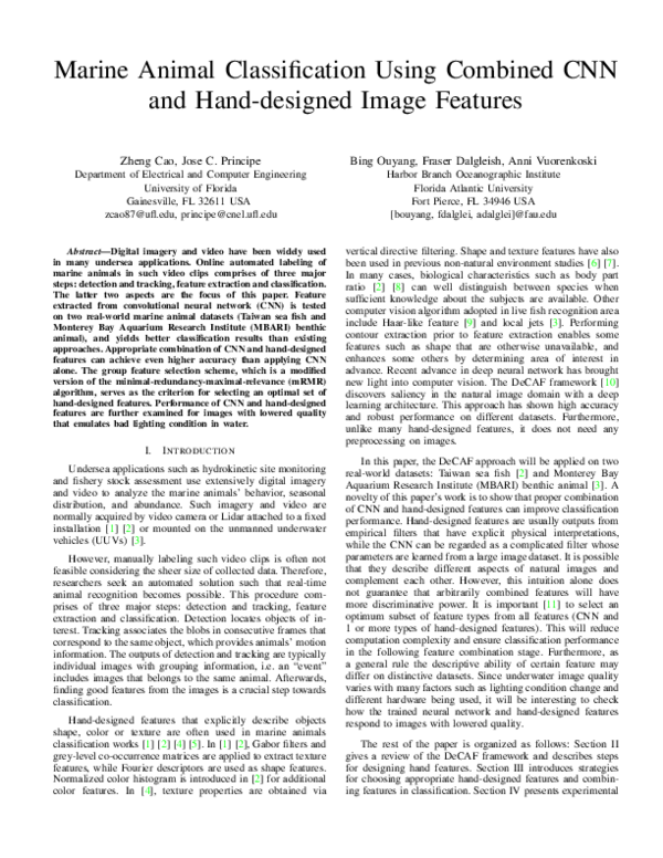 (PDF) Marine animal classification using combined CNN and hand-designed ...