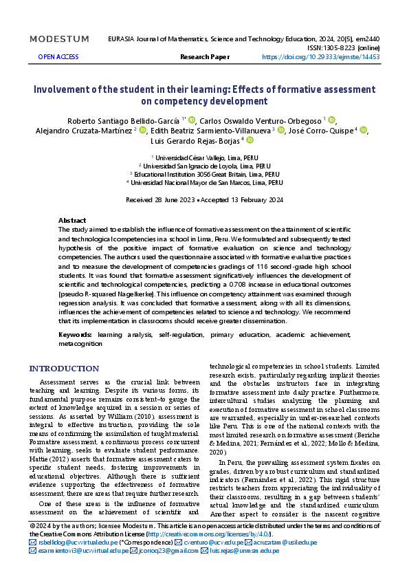 (PDF) Involvement of the student in their learning: Effects of ...