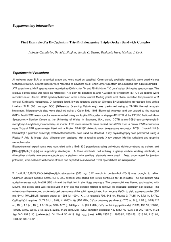 (PDF) First example of a di-cadmium tris-phthalocyanine triple-decker ...