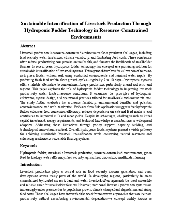 (PDF) Sustainable Intensification of Livestock Production Through ...