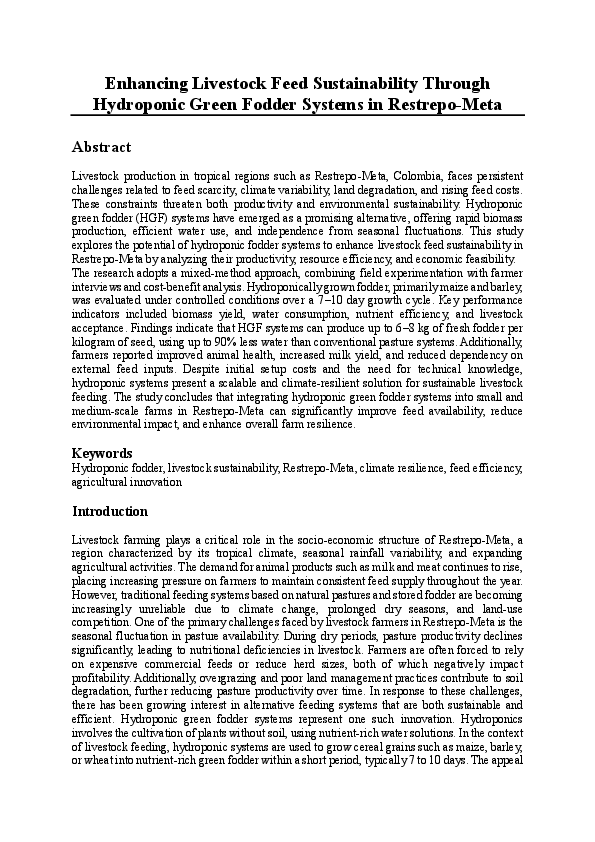 (PDF) Enhancing Livestock Feed Sustainability Through Hydroponic Green ...