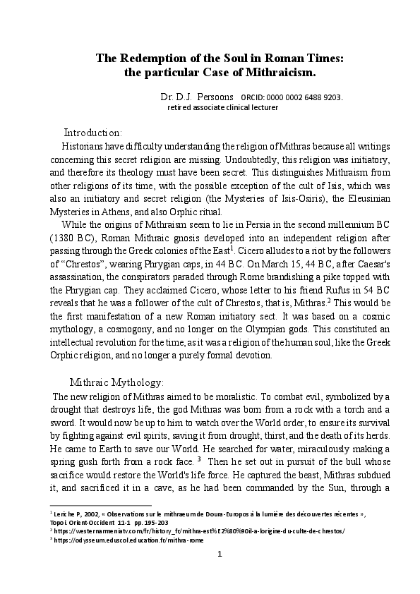 (PDF) The Redemption of the Soul in Roman Times: the particular Case of ...
