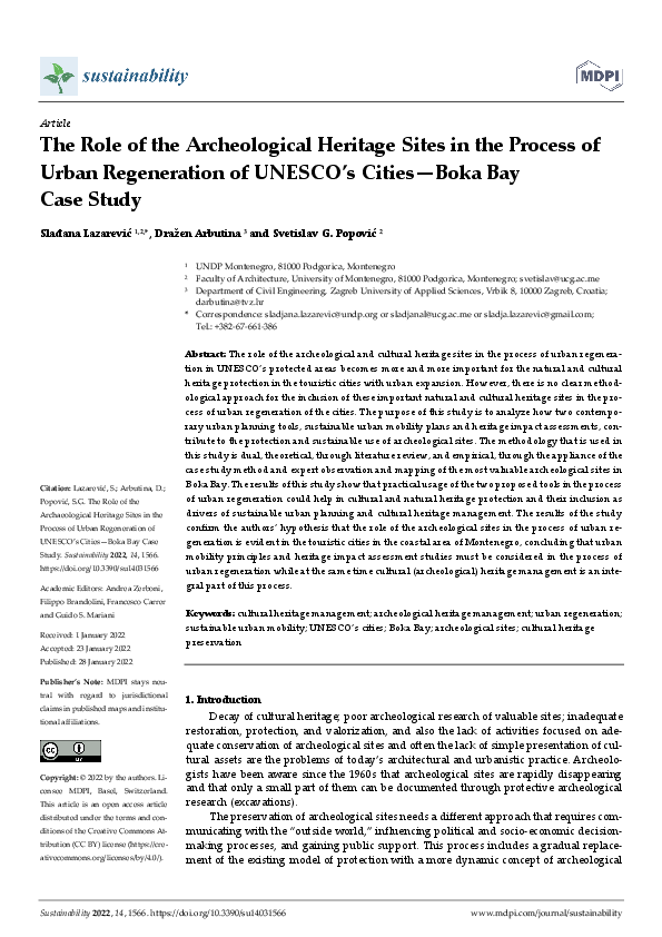 (PDF) The Role of the Archeological Heritage Sites in the Process of ...