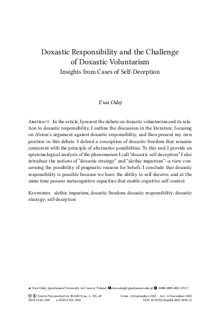 (PDF) Doxastic Responsibility and the Challenge of Doxastic Voluntarism ...