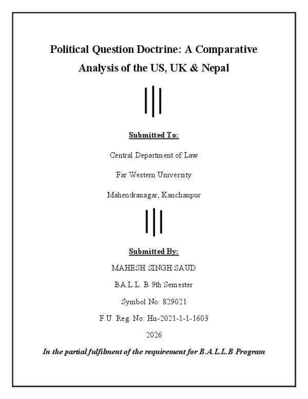 (PDF) Political Question Doctrine: A Comparative Analysis of the US, UK ...