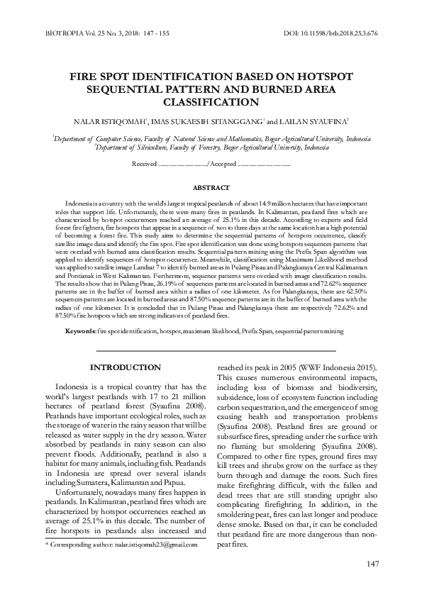(PDF) Fire Spot Identification Based on Hotspot Sequential Pattern and ...