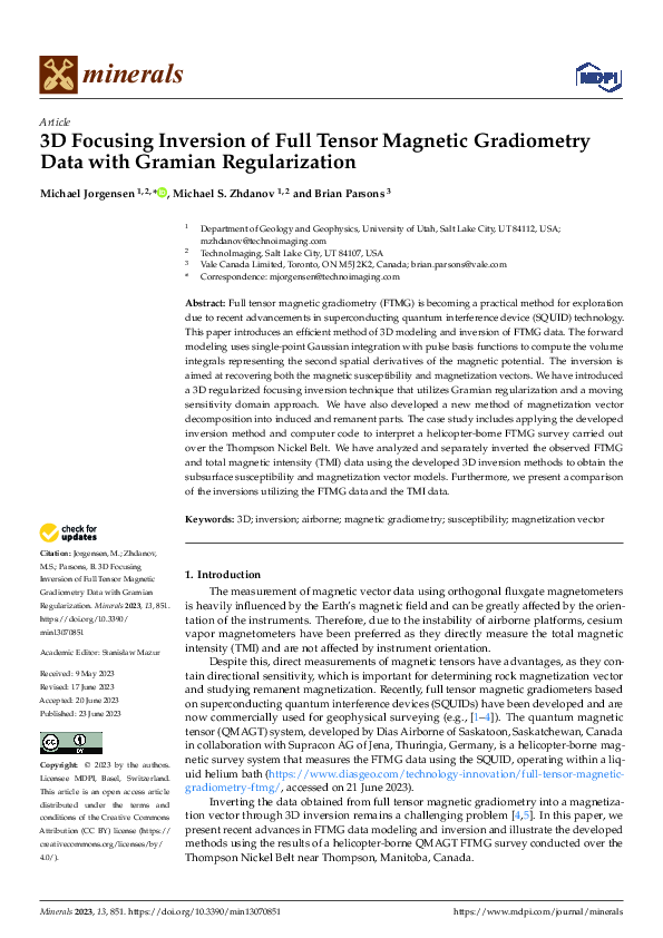 (PDF) 3D Focusing Inversion of Full Tensor Magnetic Gradiometry Data ...