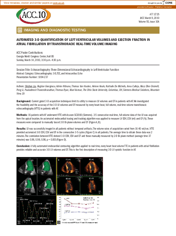 (PDF) Automated 3-D Quantification of Left Ventricular Volumes and ...