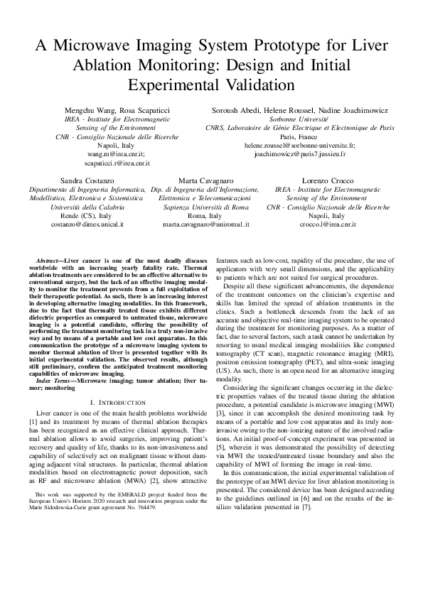 (PDF) A Microwave Imaging System Prototype for Liver Ablation ...