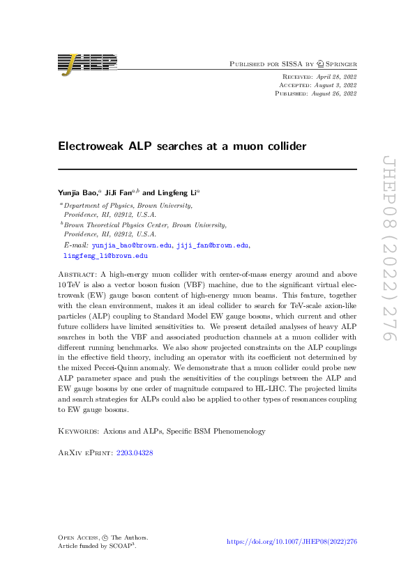 (PDF) Electroweak ALP searches at a muon collider