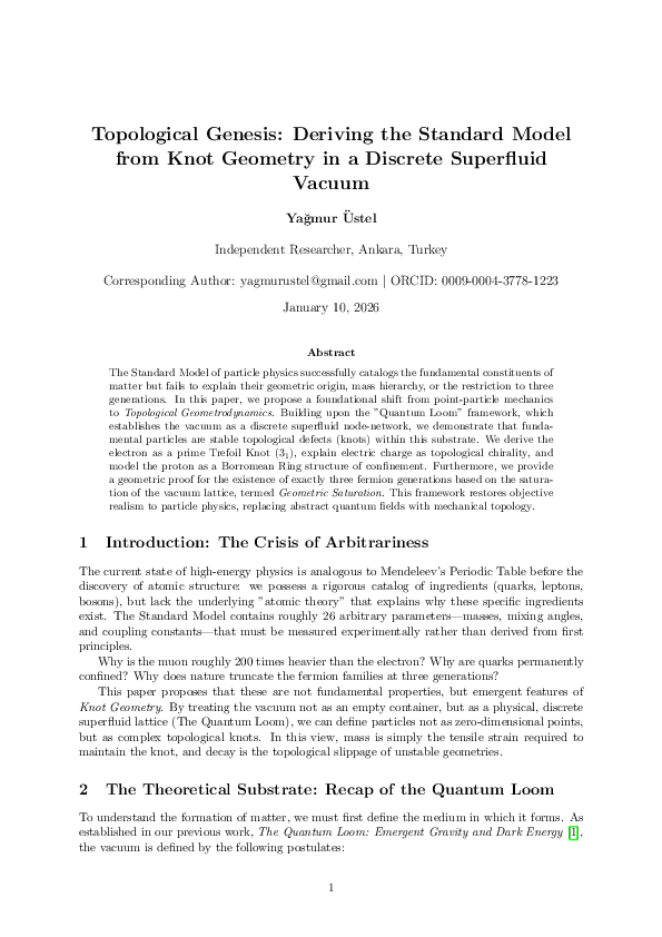 (PDF) Topological Genesis: Deriving the Standard Model from Knot ...